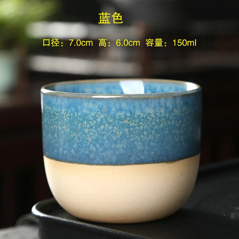 Kiln Change China Ceramic Tea Cup Pottery Jianzhan Drinkware Temmoku Glaze Porcelain Kung Fu Cups Set for Water Latte Milk Quick Pick Grocers