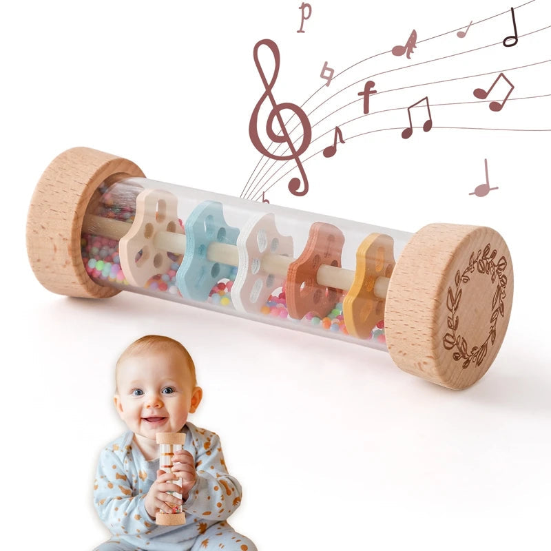 Montessori Baby Rain Stick Rainbow Hourglass Rain Music Rattle Baby Educational Toy Montessori Sensory Toys for Kids BABY's Gift Purest Peak