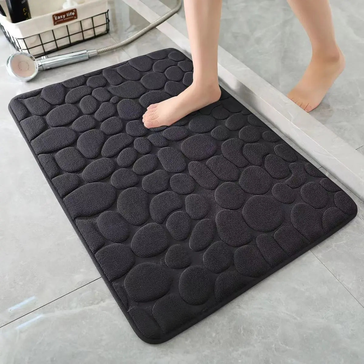 3D Non Slip Bathroom Mat Bath Mats Absorbent Doormat Carpet Cobblestone Embossed Door Floor Mats Machine Washable Quick Drying Quick Pick Grocers
