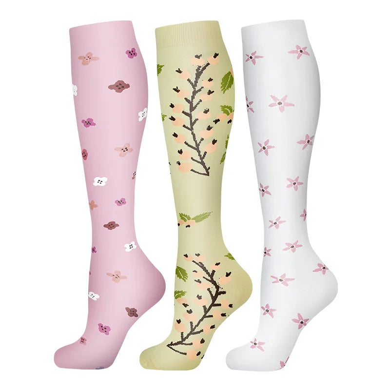 58 Styles 3 Pairs/Pack Compression Socks Knee High 30MmHg Women Men Sports Socks Edema Diabetes Varicose Veins Running Socks Quick Pick Grocers
