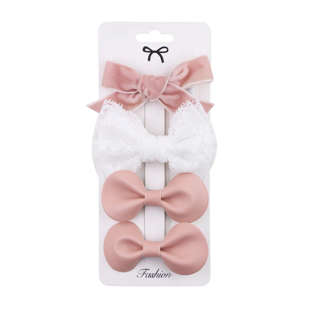 4Pcs/Set Baby Bows Hair Clips Muslin Girls Hairpins Hairclip For Kids Cotton Linen Barrette Flower Print Side Pin Accessories Purest Peak