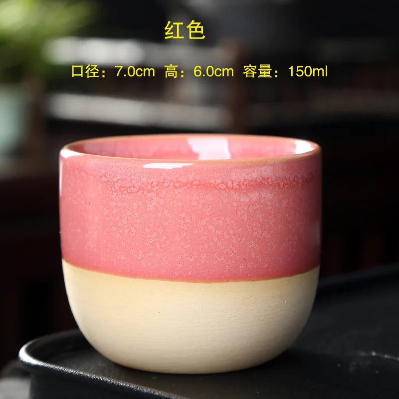 Kiln Change China Ceramic Tea Cup Pottery Jianzhan Drinkware Temmoku Glaze Porcelain Kung Fu Cups Set for Water Latte Milk Quick Pick Grocers
