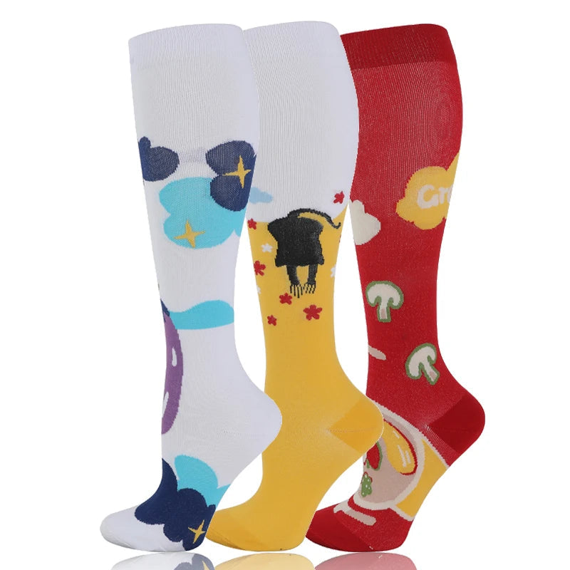 58 Styles 3 Pairs/Pack Compression Socks Knee High 30MmHg Women Men Sports Socks Edema Diabetes Varicose Veins Running Socks Quick Pick Grocers