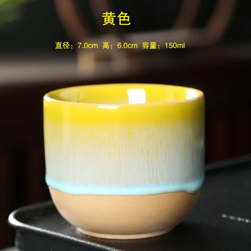 Kiln Change China Ceramic Tea Cup Pottery Jianzhan Drinkware Temmoku Glaze Porcelain Kung Fu Cups Set for Water Latte Milk Quick Pick Grocers