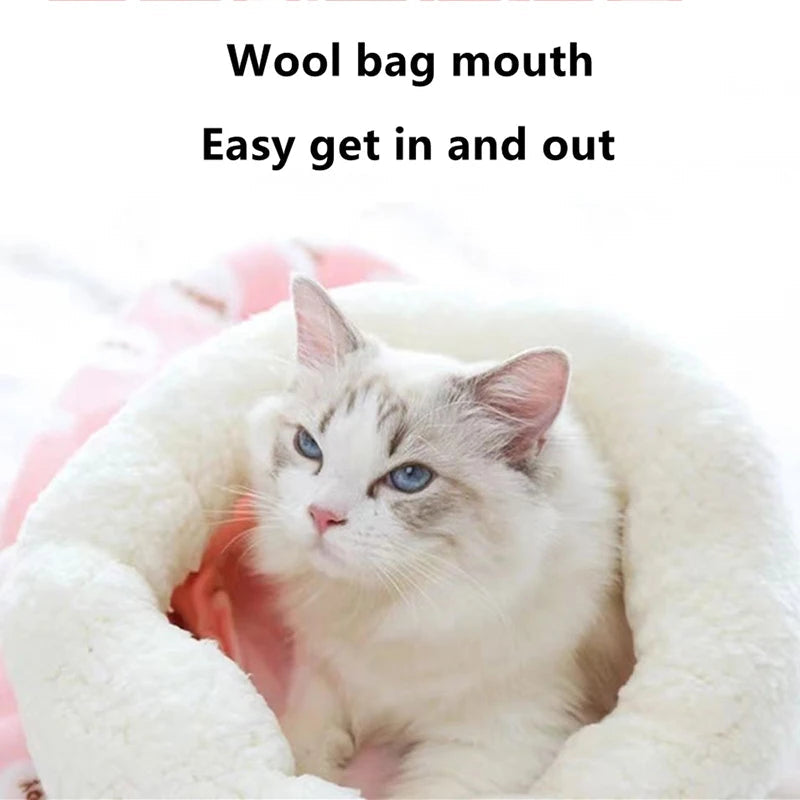 Autumn and winter warm cat kennel, closed cat bed, cute cat sleeping bag, Christmas essential pet supplies Econic Blanks