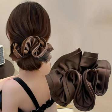 Korean Big Hair Tie Ribbon Scrunchies Satin Elastic Hair Band Bow Women Simple Temperament New Style Ponytail Hair Accessories Quick Pick Grocers