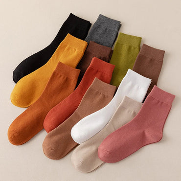 Socks women's Cotton Solid Color Autumn Spring Soft Breathable Quick Pick Grocers