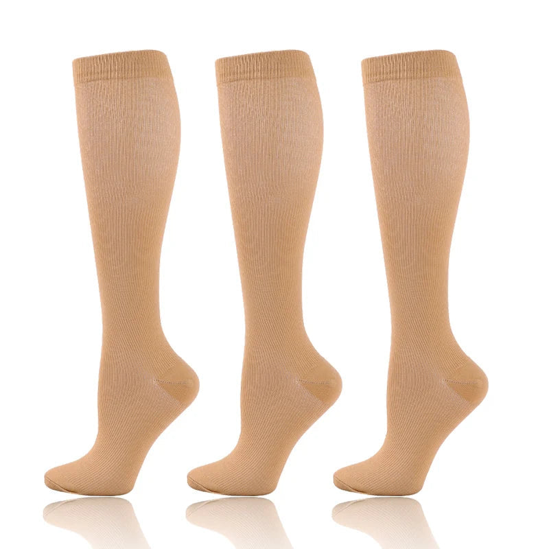 58 Styles 3 Pairs/Pack Compression Socks Knee High 30MmHg Women Men Sports Socks Edema Diabetes Varicose Veins Running Socks Quick Pick Grocers