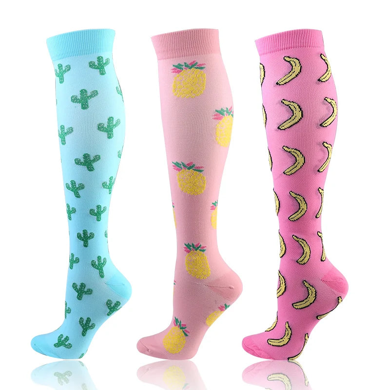 58 Styles 3 Pairs/Pack Compression Socks Knee High 30MmHg Women Men Sports Socks Edema Diabetes Varicose Veins Running Socks Quick Pick Grocers