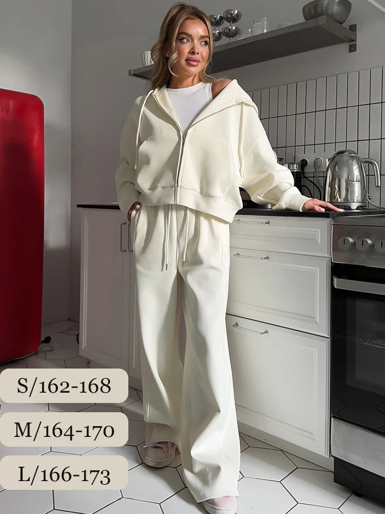 Autumn Women's Tracksuit with Zipper and Trousers Gary Casual Two Piece Set Women Casual Yellow Pant Sports Suit with A Hood Quick Pick Grocers