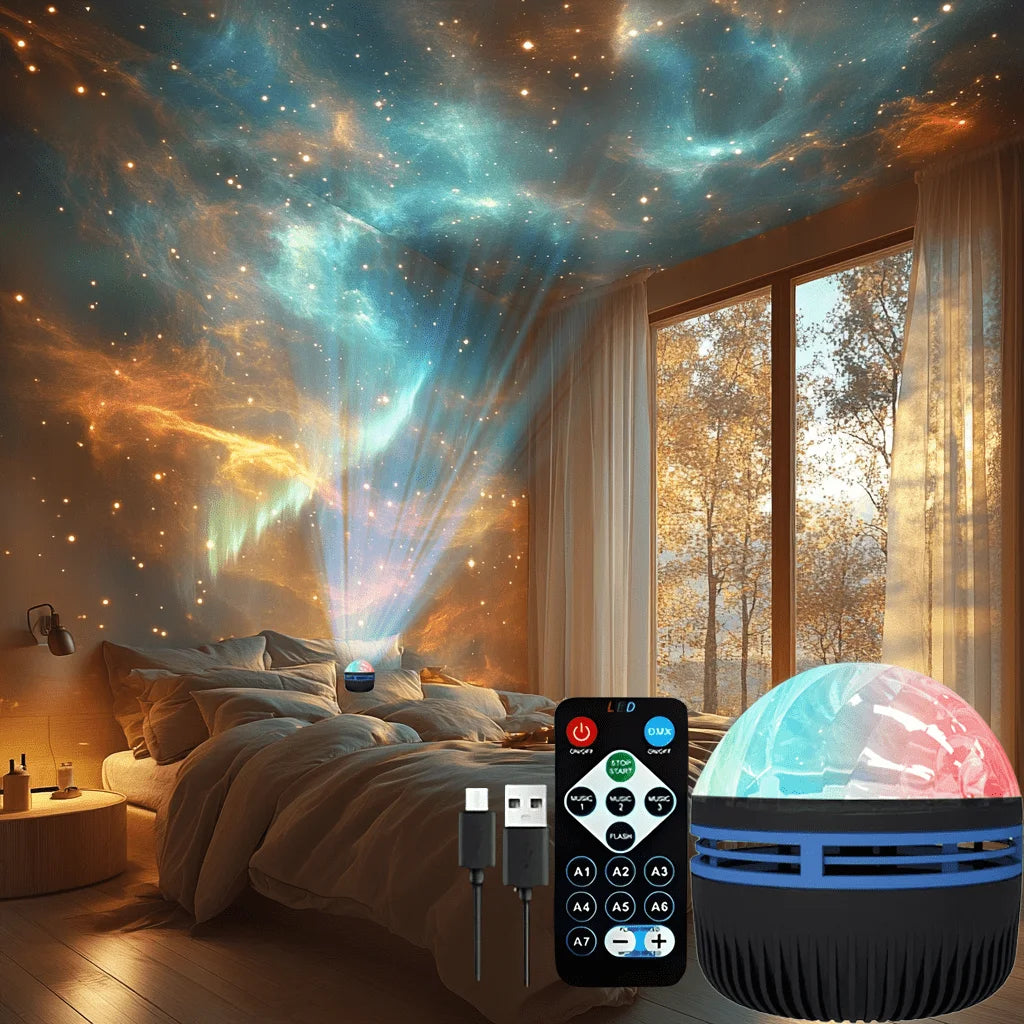 LED Night Light 7 Colors Starry Sky Projector Light Northern Aurora Ambient Light with Remote USB Auto Rotate for Bedroom Decor Quick Pick Grocers