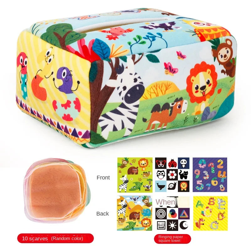 Baby Montessori Toy,Magic Tissue Box,Educational Learning Activity Sensory Toy For Kids Finger Exercising Busy Board Baby Game Purest Peak