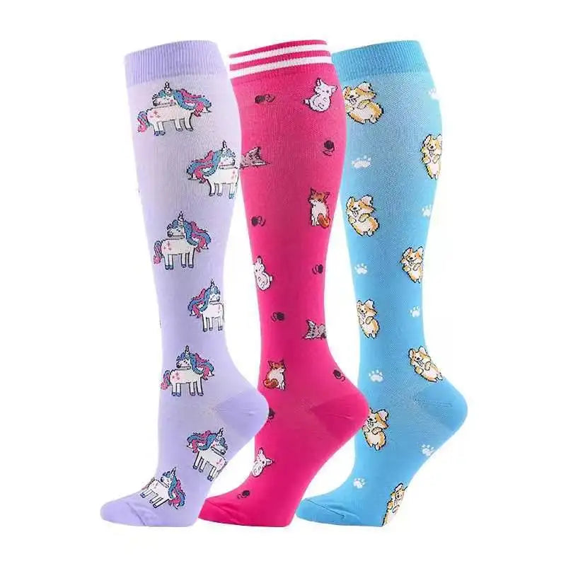58 Styles 3 Pairs/Pack Compression Socks Knee High 30MmHg Women Men Sports Socks Edema Diabetes Varicose Veins Running Socks Quick Pick Grocers