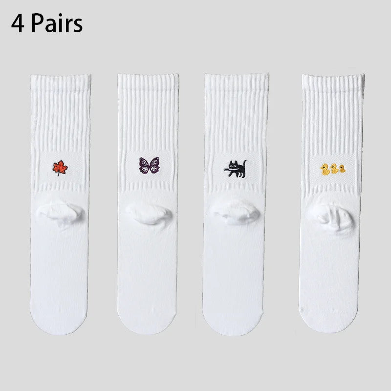 4 Pairs Men's Cotton Work Socks Cushioned Long Running Breathable Ankle Crew Socks Casual Socks for Men Cycling socks Quick Pick Grocers