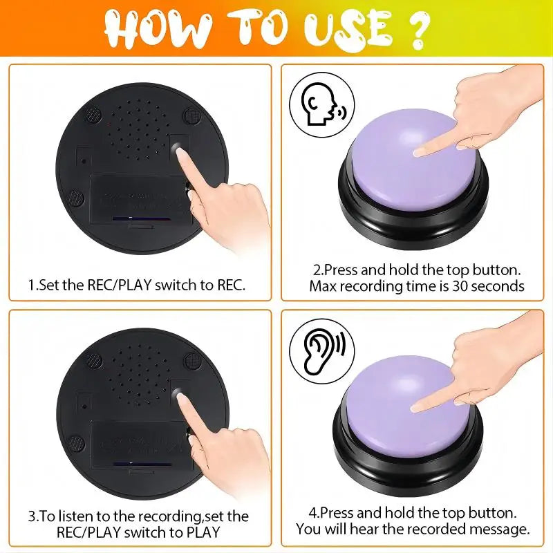 Dog Toys Funny Dog Recordable Pet Toys Travel Talking Pet Starters Pet Speaking Buttons Portable Cute Pet Supplies Econic Blanks