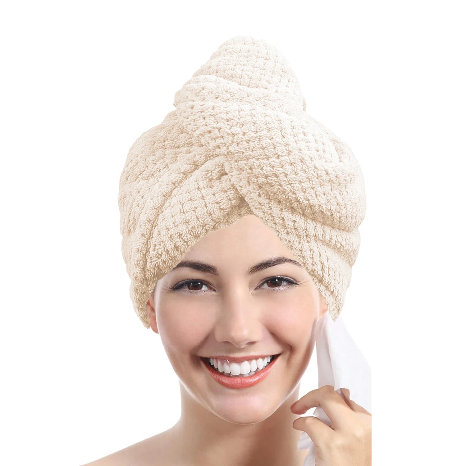 Solid color hair towel Textured dry hair cap 9.8 "X 25.5" absorbent hair towel wrap for button-down women Econic Blanks