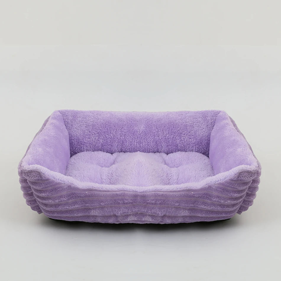 Bed for Dog Cat Pet Square Plush Kennel Medium Small Dog Sofa Bed Cushion Pet Calming Dog Bed House Pet Supplies Winter Quick Pick Grocers