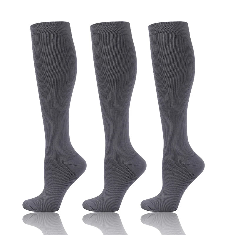 58 Styles 3 Pairs/Pack Compression Socks Knee High 30MmHg Women Men Sports Socks Edema Diabetes Varicose Veins Running Socks Quick Pick Grocers