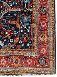 Hand-Knotted Afghani Bidjar Wool Rug – 9’x12’ – Intricate Geometric & Floral Motifs