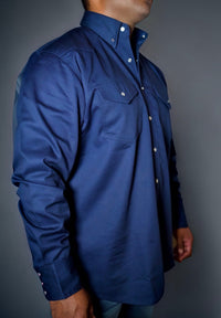FR Western Style Pearl snap - Navy Static FR
