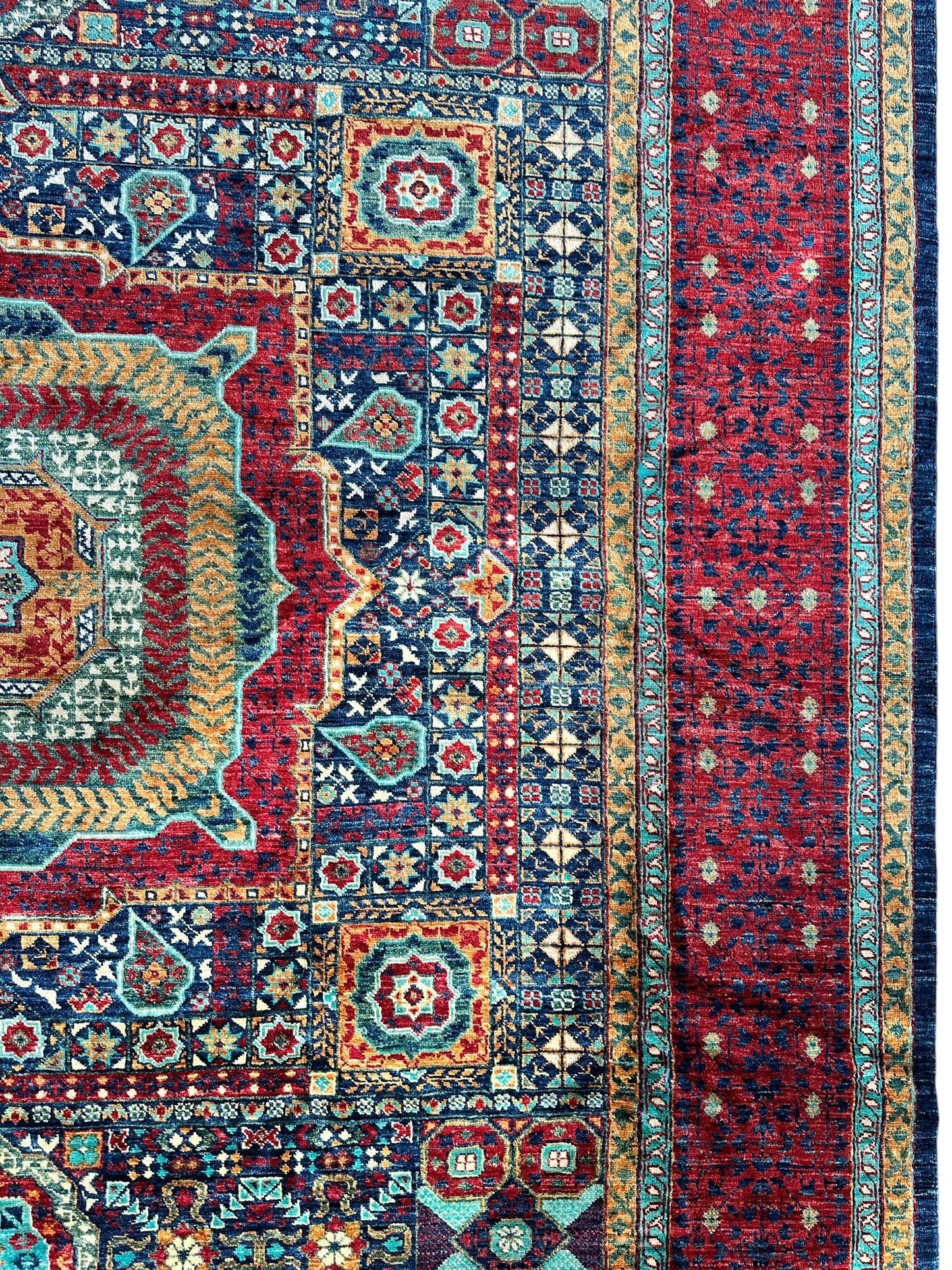 Hand-Knotted Mamluk Wool Rug – 8'4" x 9'9" – Intricate Geometric Masterpiece