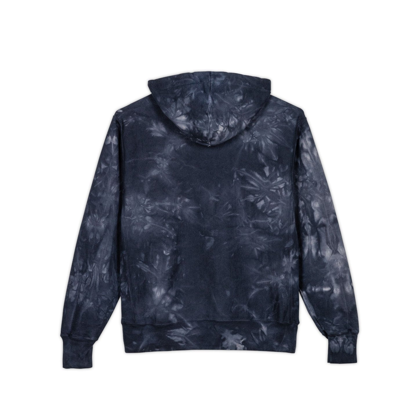 Tie-dye hoodie with a pattern on a white background