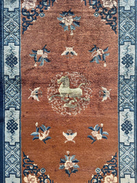Hand-Knotted Chinese Silk Peking Rug – 3’ x 5’ – Luxurious Floral Design