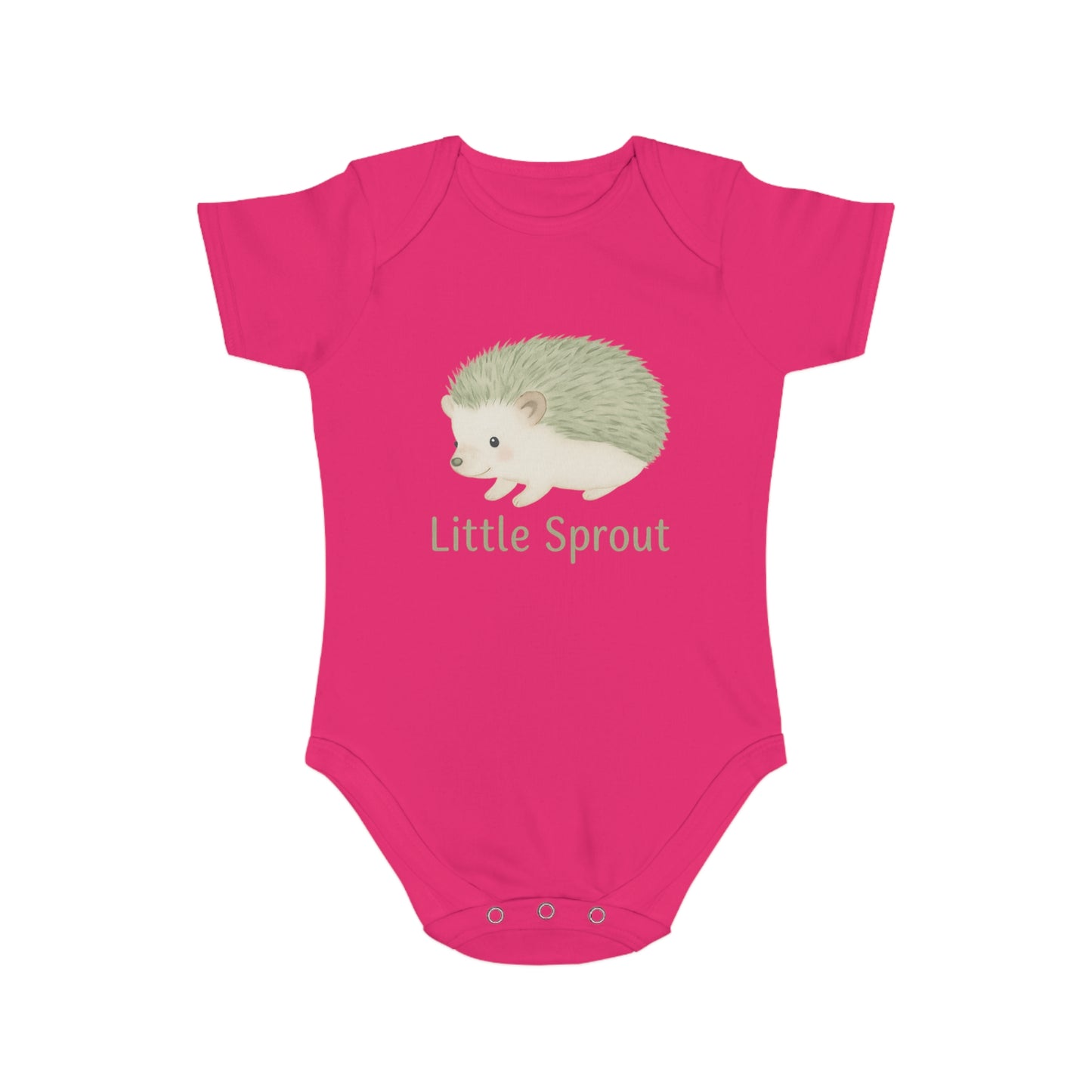 Hedgehog Short Sleeve Baby Bodysuit 'Little Sprout' Organic Cotton Gift for New Parents