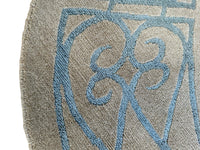 Hand-Knotted Tibetan Rug - 6' x 6'1" Round - Wool & Silk - Elegant Blue Border Design