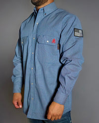 FR Pearl Snap Work Shirt - Conqueror Navy Static FR