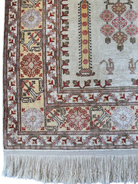 Luxurious Hand-Knotted Pure Silk Turkish Kayseri Rug – Intricate Floral & Geometric Design, 2’2” x 3’