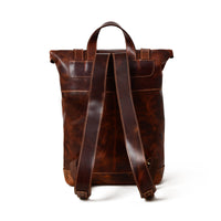 Brown Saddleback Backpack- Roll Top