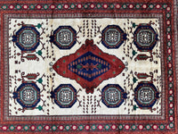 Hand-Knotted Afghani Kazak Wool Rug - 4'8" x 7'2"