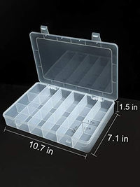 UHOUSE 2 PCS 18 Grids Clear Plastic Organizer Container Storage Box with Fixed Dividers for Nuts and Bolts, Tools Storage Organizer Box Case for Craft Tackles Hardware Quick Pick Grocers