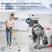 Electric Spin Scrubber, Cordless Cleaning Brush Scrubber for Home, 8 Replaceable Brush Heads-90Mins Work Time, 3 Adjustable Size, 2 Speeds for Bathroom Shower Bathtub Glass Car Quick Pick Grocers