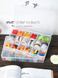 UHOUSE 2 PCS 18 Grids Clear Plastic Organizer Container Storage Box with Fixed Dividers for Nuts and Bolts, Tools Storage Organizer Box Case for Craft Tackles Hardware Quick Pick Grocers