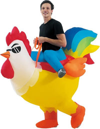KOOY Inflatable Costume Adult, Riding Chicken Costume for Men/Women, Blow up Ride on Rooster, Funny Halloween Costumes Adult Christmas Holiday Party Suit Quick Pick Grocers