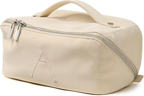 EACHY Travel Makeup Bag, Large Capacity Cosmetic Bag for Women, Waterproof PU Leather, Flat Open Portable Toiletry Bag for Skincare, Brushes & Travel Essentials Quick Pick Grocers