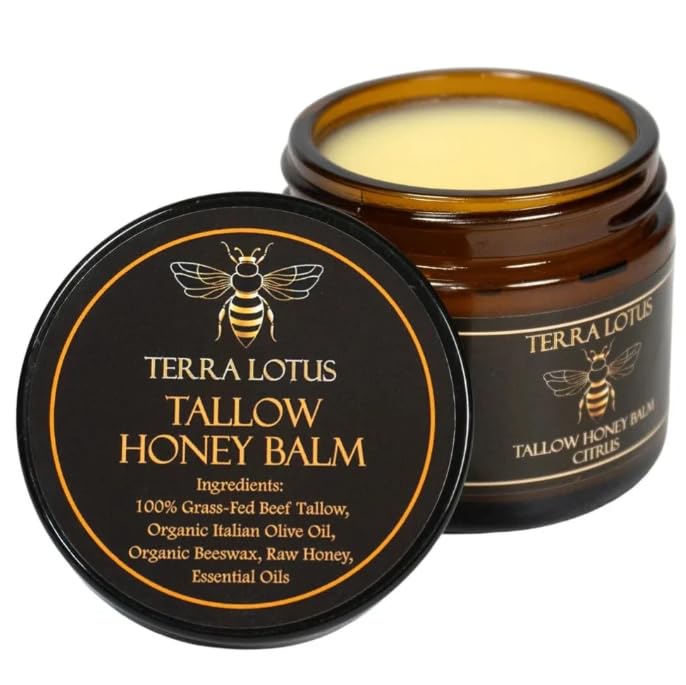 Terra Lotus - Organic Grass-Fed Beef Tallow Balm with Raw Honey - Moisturizing Cream for Soft, Smooth Skin - Handmade All-Natural Moisturizer (2 Oz) Quick Pick Grocers