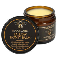 Terra Lotus - Organic Grass-Fed Beef Tallow Balm with Raw Honey - Moisturizing Cream for Soft, Smooth Skin - Handmade All-Natural Moisturizer (2 Oz) Quick Pick Grocers