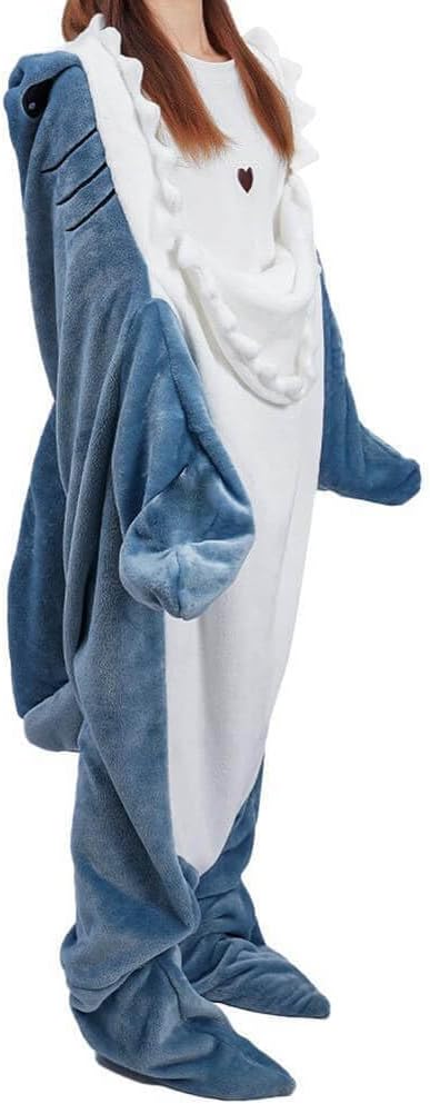 inkArts Shark Blanket Hoodie Onesie for Adult & Kid, Wearable Shark Sleeping Bag, Soft Cozy Onesie Costume Quick Pick Grocers