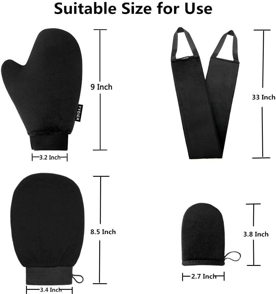 Yvoier Streakless Self Tanning Mitt Applicator Kit, 5 Pack Self Tanner Mitt with Tanning Glove, Self Tanner Back Applicator, Tanning Brush, Mini Face Glove and Exfoliating Mitt Quick Pick Grocers