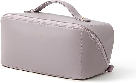 EACHY Travel Makeup Bag, Large Capacity Cosmetic Bag for Women, Waterproof PU Leather, Flat Open Portable Toiletry Bag for Skincare, Brushes & Travel Essentials Quick Pick Grocers