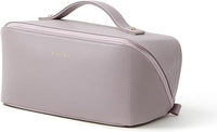 EACHY Travel Makeup Bag, Large Capacity Cosmetic Bag for Women, Waterproof PU Leather, Flat Open Portable Toiletry Bag for Skincare, Brushes & Travel Essentials Quick Pick Grocers