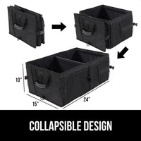 GORILLA GRIP Trunk Organizer for SUV and Cars, Large Capacity Collapsible Car Trunk Storage Organizer, Heavy Duty Car Accessories, Gifts for Mom and Dad, Slip & Water Resistant Multi Compartment Quick Pick Grocers