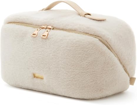 EACHY Travel Makeup Bag, Large Capacity Cosmetic Bag for Women, Waterproof PU Leather, Flat Open Portable Toiletry Bag for Skincare, Brushes & Travel Essentials Quick Pick Grocers