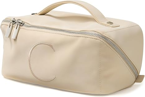 EACHY Travel Makeup Bag, Large Capacity Cosmetic Bag for Women, Waterproof PU Leather, Flat Open Portable Toiletry Bag for Skincare, Brushes & Travel Essentials Quick Pick Grocers