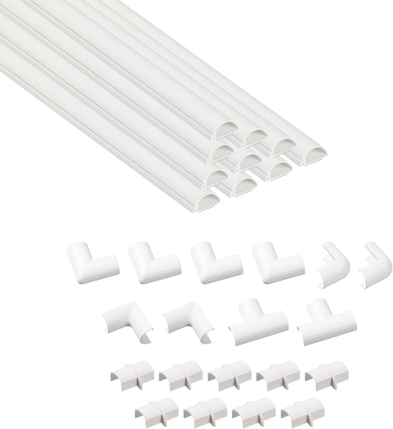 D-Line 157in Cord Hider Kit, Patented Cable Cover, Hide Wires on Wall, Channel for TV Mount Cords, Raceway Wire Hiders, Paintable, Adhesive, Half Round Quick Pick Grocers