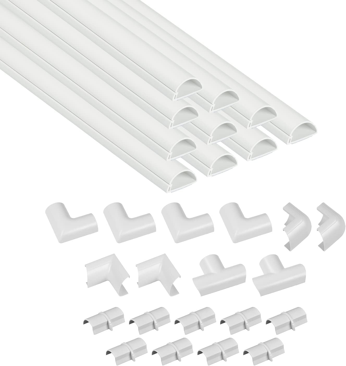 D-Line 157in Cord Hider Kit, Patented Cable Cover, Hide Wires on Wall, Channel for TV Mount Cords, Raceway Wire Hiders, Paintable, Adhesive, Half Round Quick Pick Grocers