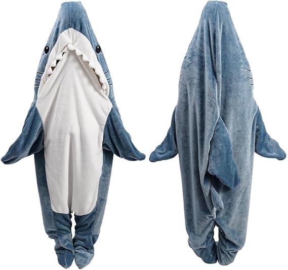 inkArts Shark Blanket Hoodie Onesie for Adult & Kid, Wearable Shark Sleeping Bag, Soft Cozy Onesie Costume Quick Pick Grocers
